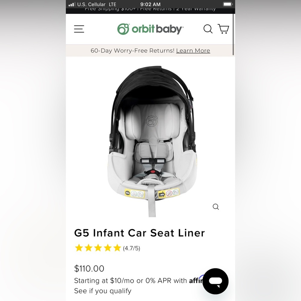 Orbit Baby G5 Infant Car Seat Liner